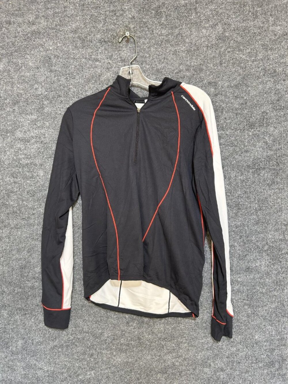 Cannondale Cycling Jersey Mens Large Black White 1/4 Zip Long Sleeve Pockets